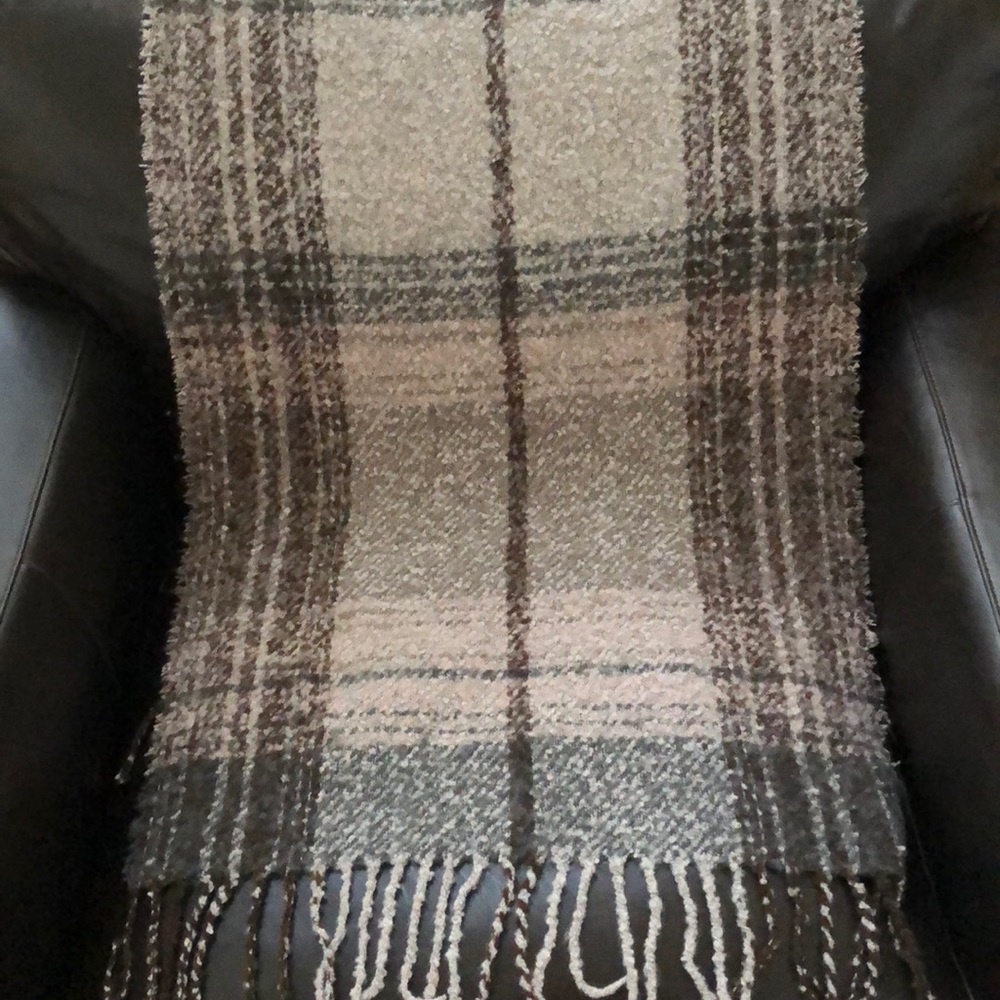 Waverly blanket scarf in neutrals brown & cream